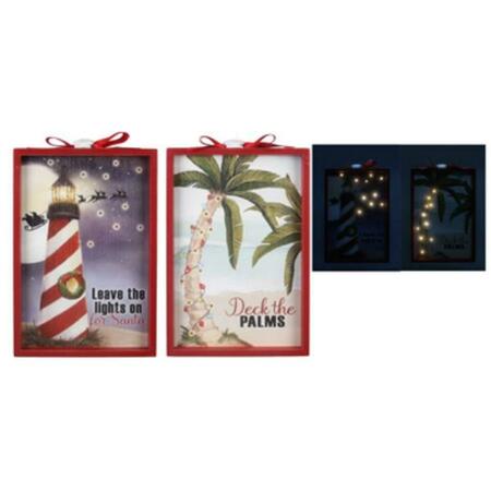 YOUNGS Wood Framed Wall Light Up Christmas Sign, Assorted Color - 2 Piece 60355